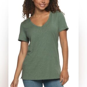 Felina Short Sleeve Forest Green V-Neck Tshirt Cotton Modal Blend - Size Large